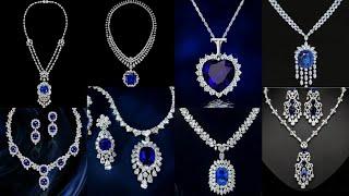 50+ Gorgeous & Expensive Blue Sapphire Necklace Set Style September Birthstone With Diamond part2