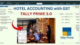 hotel accounting bill in tally prime with GST 3 0 dry service car docter on rent services etc