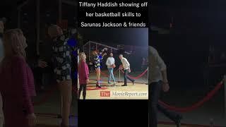 #TiffanyHaddish showing off basketball skills to #SarunasJackson & friends - March 27, 2023 #shorts