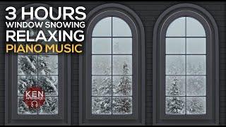 [RELAXING MUSIC] Snowing Outside Arched Window Ambience  | Best Relaxing music