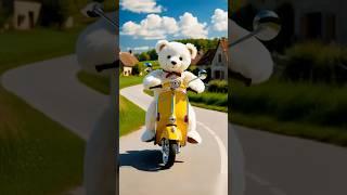 BABY teddyrides scooter #teddy #teddybear #aianimal #aianimals #aianimalfusion #aivideo #fy
