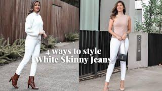 4 ways to style White Skinny Jeans | Simplymadhoo | Casual Style | Fall outfit | Work Outfit |