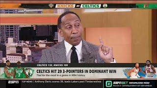 FIRST TAKE | "Tatum is best player in Boston" - Stephen A. reacts to Celtics DESTROY Knicks 132-109