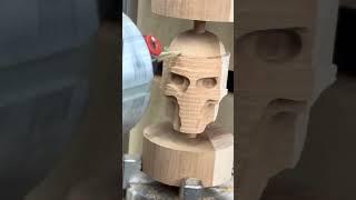 Skull on the Onefinity CNC 4th Axis Rotary.