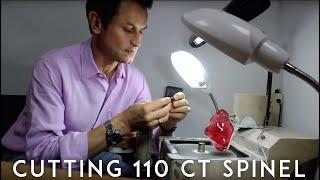 Master Cutting the World Famous 110 ct RED SPINEL by Vlad Yavorskyy