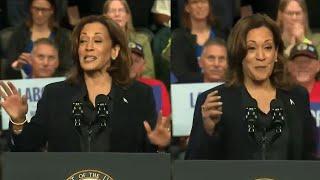 Kamala *FREEZES* after teleprompter stops working during rally