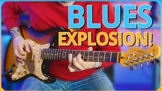 BLUES ROCK FIRE in E!  Expressive Solo Across the Neck