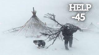 EXTREME -45° Solo Camping 4 Days | Snowstorm & Solo Hot Tent Winter Camping in Snow Storm, ASMR