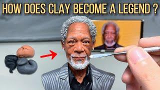 Clay Sculpture : Crafting Morgan Freeman's Iconic Likeness from Scratch! 【Clay Artisan JAY】