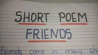 Short Poem on Friends  // Friends Poem in english