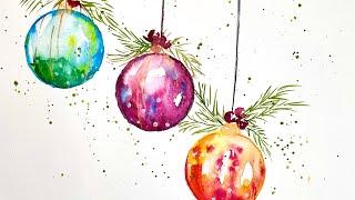 Watercolor Holiday Baubles 