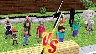 Scary Teacher 3D Minecraft - The battle between Nick, Tani, MissT and Minecraft