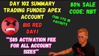 DAY 102 SUMMARY - I TERRIBLE RED DAY! - TRADING APEX FUNDED ACCOUNTS - CODE NBT