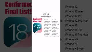 iOS18 Confirmed List of Supported Devices.