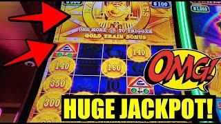 OMG! STUNNING HANDPAY on new Railroad Riches slot! Gold Train Bonus