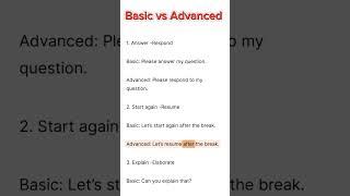 Basic vs advanced english. #english #short #shorts #viralvideo #reels #video #viralshorts