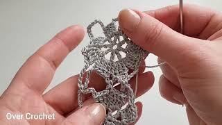 Tiny crochet openwork square. How to join granny square