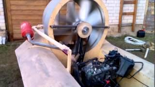 Hovercraft 2 (engine test + fan) homemade