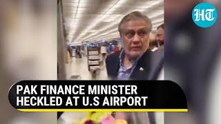 Pak minister Ishaq Dar called 'thief' in U.S; High drama at Washington Airport | Viral