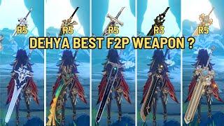 Dehya F2P Weapon Comparison | Tidal Shadow R5 | Ultimate Overlord's | Favonius | Genshin Impact