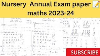 nursery annual exam paper 2023-24/nursery maths question paper #exam