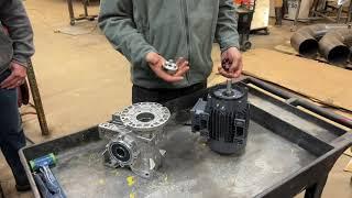 Varvel gearbox and motor assembly. Setting coupling clearance