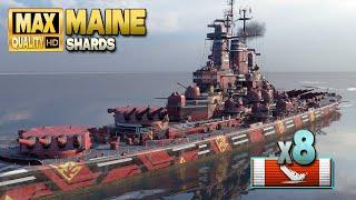 линкор Мэн: уничтожено 8 кораблей на карте Shards - World of Warships