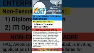 HAL RECRUITMENT FOR DIPLOMA TECHNICIAN AND ITI OPERATORS