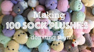 I Hand-Sewed 100 Sock Plushies and Donated Them (and yes it took forever) | 100 SUBSCRIBER SPECIAL