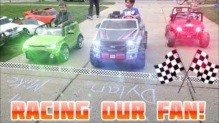 Power Wheels Driveway Racing with Fan Who Finds Us | KidTraxx Sportrax Peg Perego Vehicle Collection