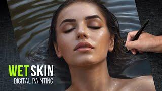 Simple Wet Skin Texture Using Default Brushes - Krita Digital Painting Timelapse / Speed Painting