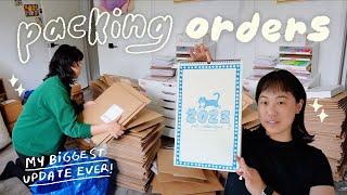 PACKING 450+ ORDERS IN A WEEK  artist studio vlog 