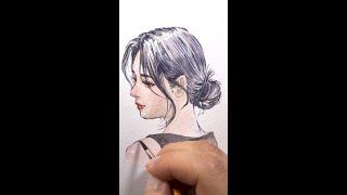 가벼운 미소 / Drawing face, watercolor