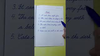 Cursive writing | 5 English simple sentences about cat | Cursive handwriting practice | Lek Writing