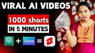 Create 1000 MONITIZABLE YouTube Shorts in 10 Mins with just 2 AI Tools | Telugu