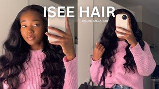 ISEE HAIR WIG INSTALLATION | BEGINNER FRIENDLY GLUELESS WIG INSTALL|  NEW M-CAP 9*6 HD 24"  LACE WIG