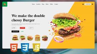 Build a Responsive Burger Restaurant Website | HTML, CSS, JavaScript Tutorial for Beginners