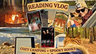 cozy camping ️ spooky fall reads by the fire  perfect books for autumn 