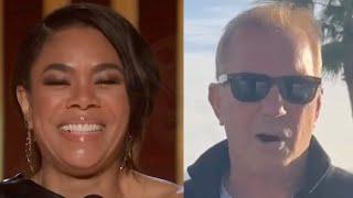 Regina Hall Laughs As Kevin Costner Misses Globes Win Due To Floods