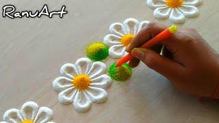 3 Easy Border Rangoli/Festival Kolam/Mandala Design/Satisfying Rangoli Art/Relaxing Rangoli Video