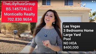 Just Listed Las Vegas Home with large yard and pool ,$400,000