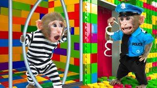 KiKi Monkey escape from Lego Building Blocks Prison by Camouflage Hide & Seek | KUDO ANIMAL KIKI