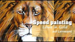 Goldener Löwe/Goldene Acrylfarbe/Reichtum/Mächtiges Tier/Lion speed painting