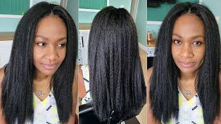 NATURAL BLOWOUT CROCHET WITH REGULAR BRAIDING HAIR | Kinky Straight Crochet | #straighthaircrochet