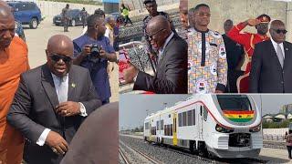 Watch how Akuffo Addo Arrived and Boast, And Commission 2 Brand New Trains @ Tema - Mpakadan