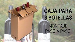 CAJA DE CARTÓN PARA ENVÍOS DE 3 BOTELLAS CON ESTRUCTURAS INTERNAS INDIVIDUALES DE 340 X 140 X 415 MM