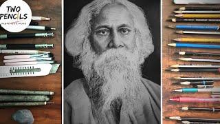 Drawing Hyperrealistic Sketch of Kabiguru RabindraNath Tagore - Using Charcoal and Graphite Pencils