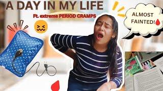 An *EXTREME PERIOD CRAMPS* Day in my life 🩸- self study+children's day celebration at school 