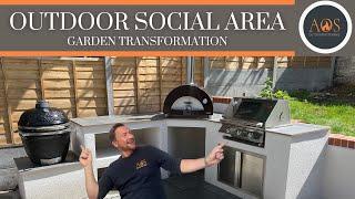 OUTDOOR SOCIAL AREA | GARDEN TRANSFORMATION | ALFA OVEN | BEEFEATER BBQ | KAMADO OVEN