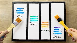 Set of 4 Seasons Acrylic Painting Using Masking Tape / Wow Art